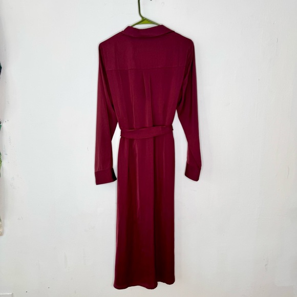 Amour Vert Joyce Sustainable Long Sleeve Shirtdress in Maroon Sz Large - Picture 8 of 8